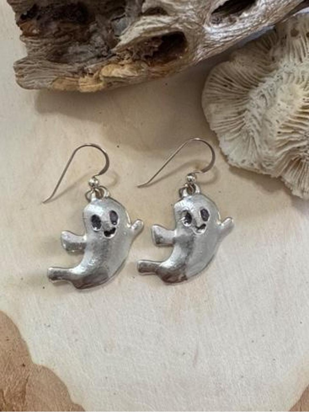 925 Sterling Silver Ghost Dangle Earrings Halloween